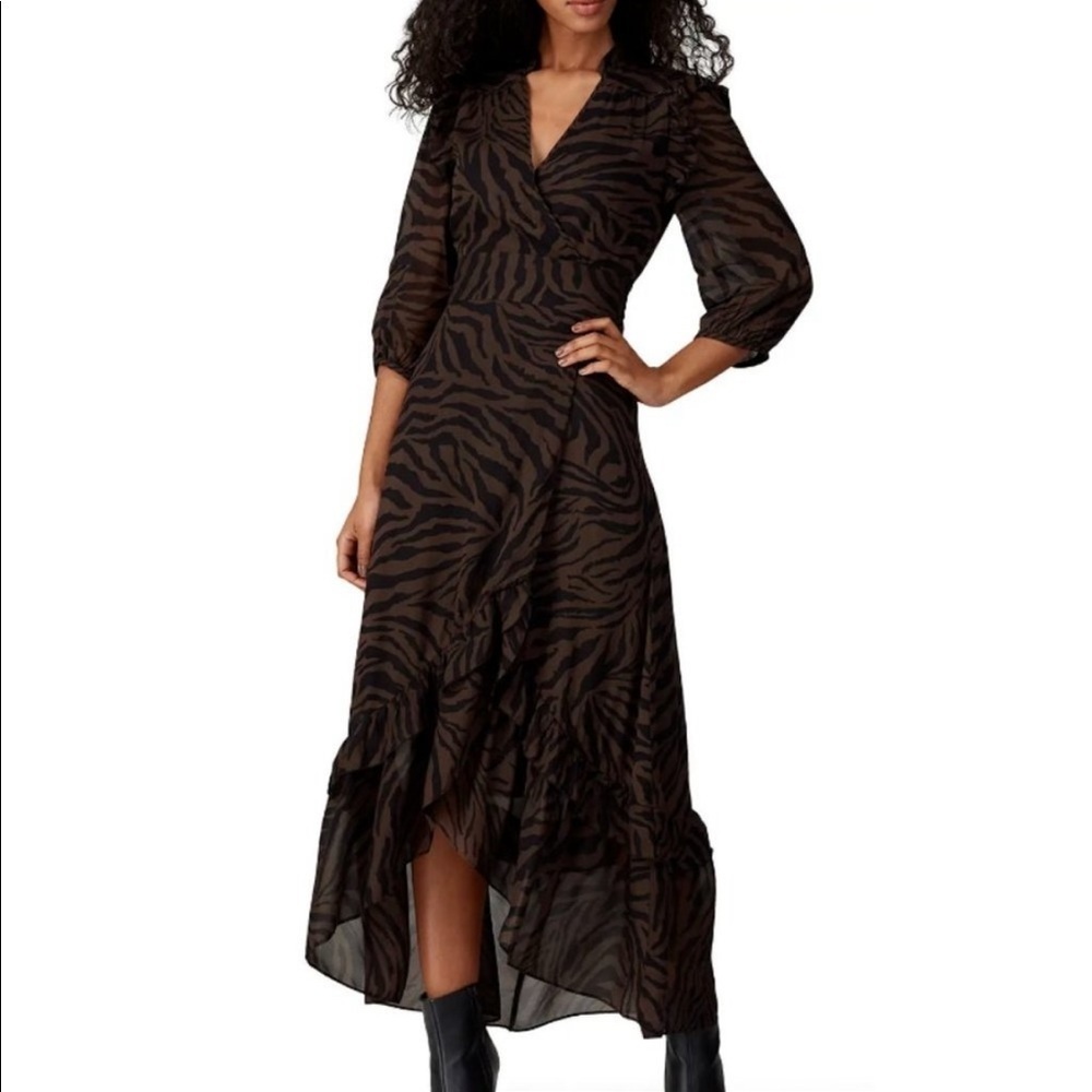 ba&sh Animal Print Crepe Selena Wrap Dress